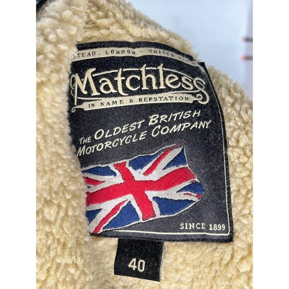 MATCHLESS London Sz 40 XS S Black Waxed Shearling Trim Lined Jacket Coat Sheffie - Picture 2 of 16